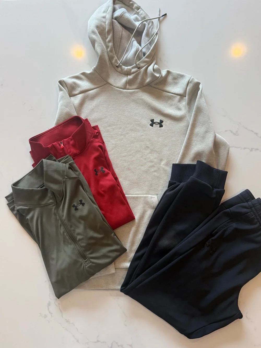 Boys Under Armour Hoodie & Joggers Set - Cream, Black, Red & Olive